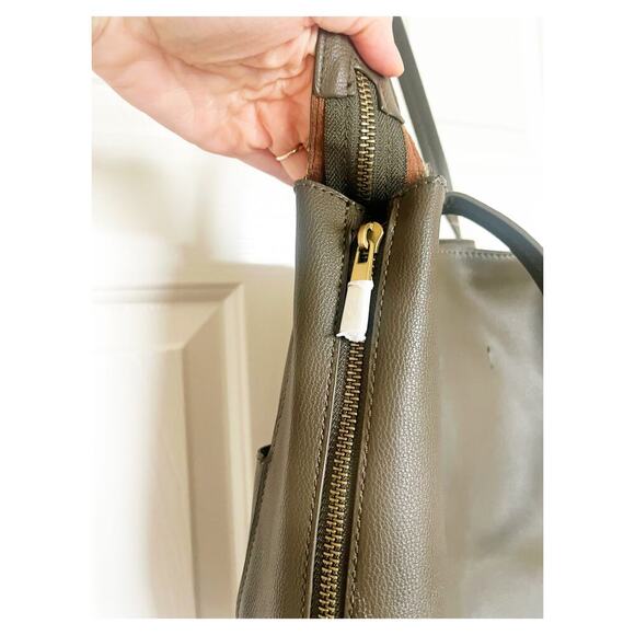 Anthropologie Vegan Leather Viola  Convertible Tote Purse and Pouch Olive Green - Picture 6 of 8